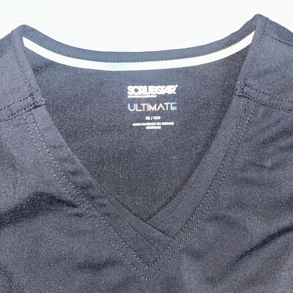 Scrubstar Ultimate Scrub Top Womens XS Black Medical Nurse Clinic Shirt - Picture 3 of 7
